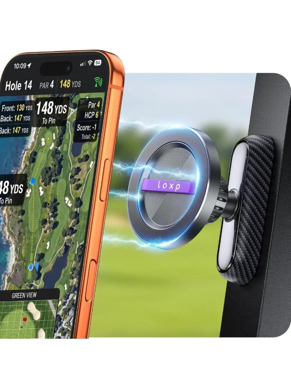 Magnetic Golf Cart Phone Holder - 360° Rotation, Unique Gift for Golfers & Dads